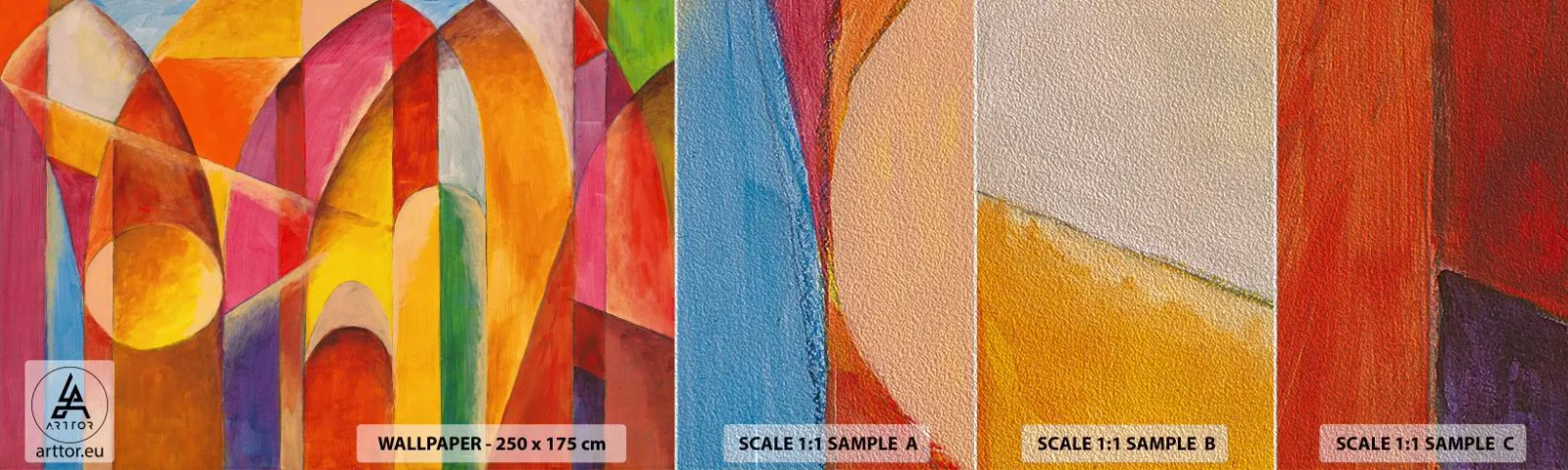 Photo Wallpaper Sample Premium Sand - Cathedral of the Sun - Abstraction, Piece, Modern Art - 100x30 cm