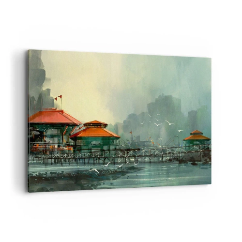 Canvas picture - Gloomy Day at the Port - 120x80 cm