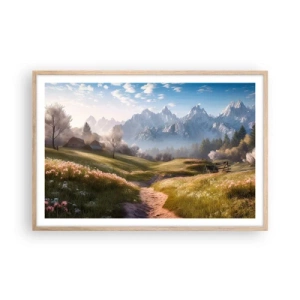 Poster in light oak frame - Quiet Valley - 91x61 cm