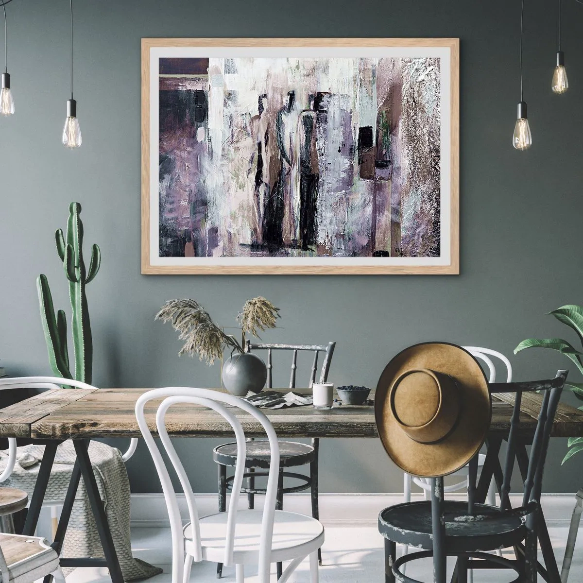 Poster in light oak frame - Mysterious Trio - 70x50 cm