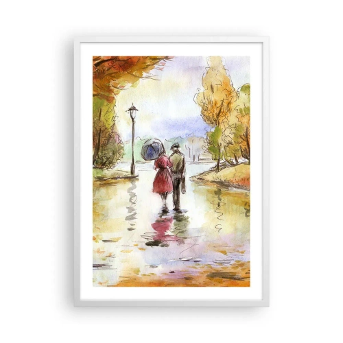 Poster in white frmae - Romantic Autumn in a Park - 50x70 cm