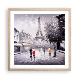 Poster in light oak frame - Parisian Walk - 50x50 cm