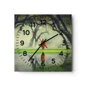 Wall clock - Clock on glass - On the Way to Enlightenment - 30x30 cm
