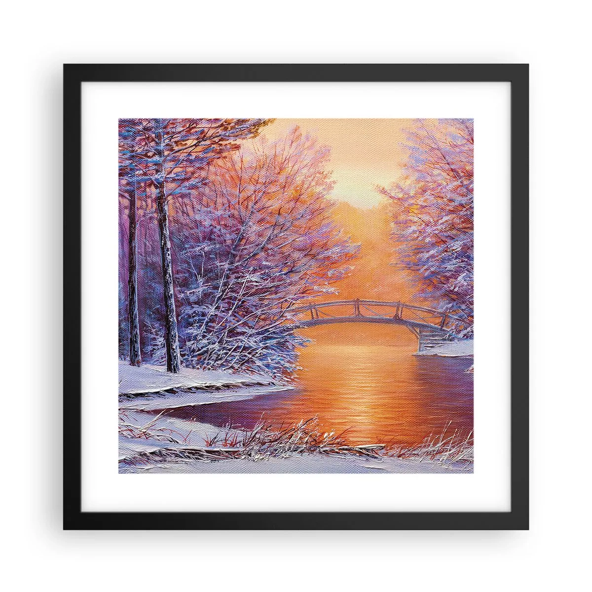 Poster in black frame - Let's Meet Here - 40x40 cm