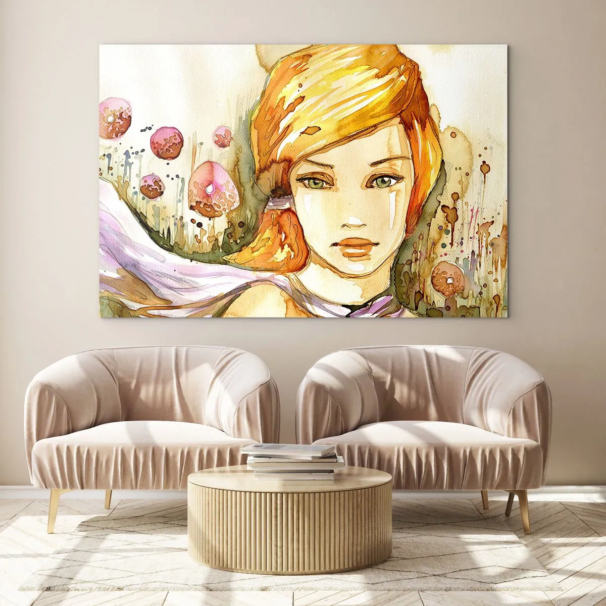 Glass picture - Emerald Gaze, which Silences Anger - 100x70 cm