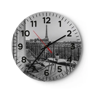 Wall clock - Clock on glass - Parisian Afternoon - 30x30 cm