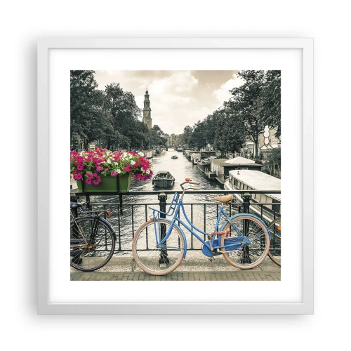 Poster in white frmae - Colour of a Street in Amsterdam - 40x40 cm