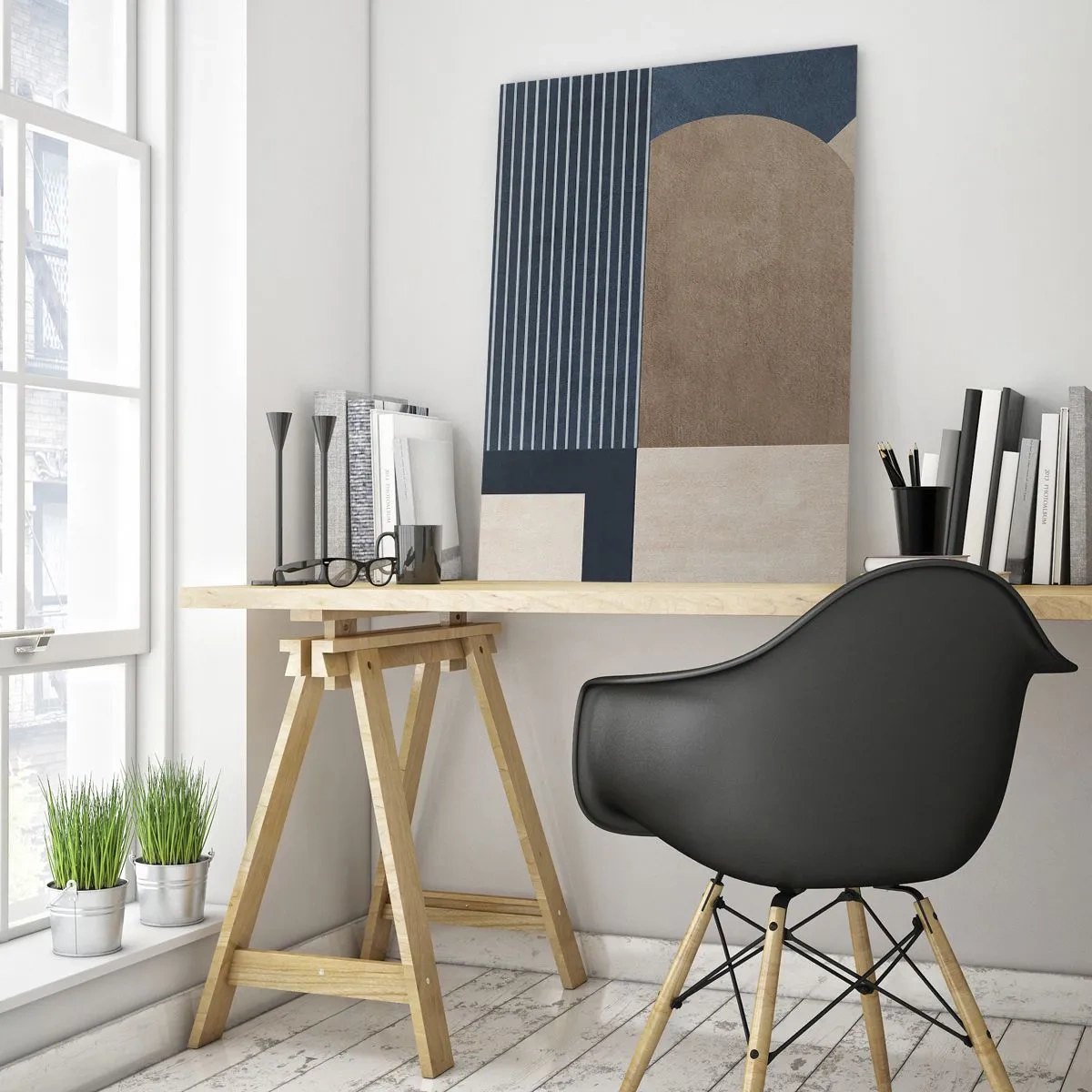 Glass picture - Composition of Simplicity and Curvature - 50x70 cm