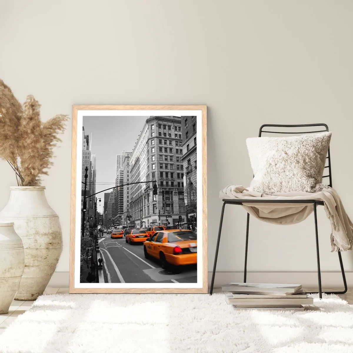 Poster in light oak frame - Suns of a Big City - 70x100 cm