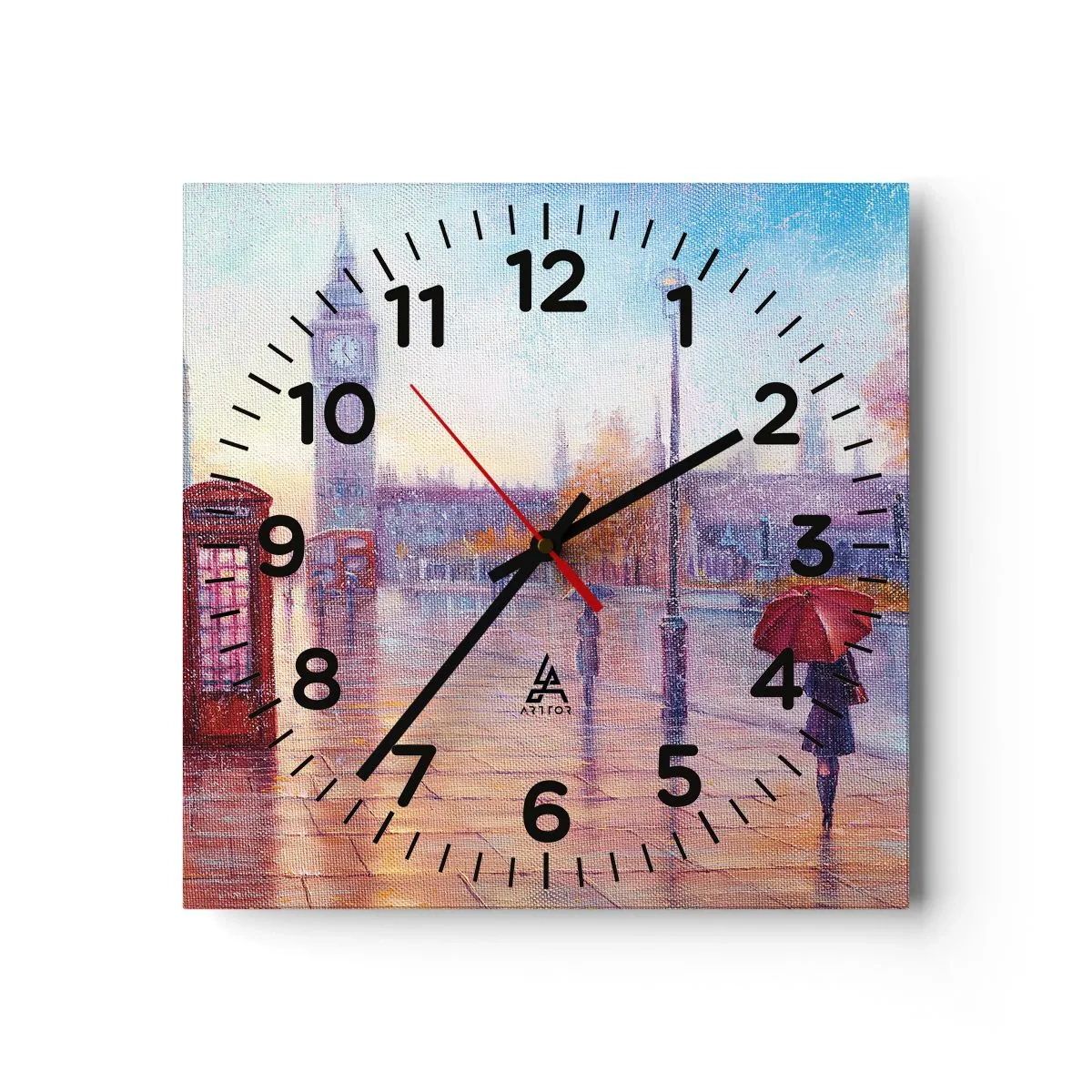 Wall clock - Clock on glass - London Autumn Day - 40x40 cm