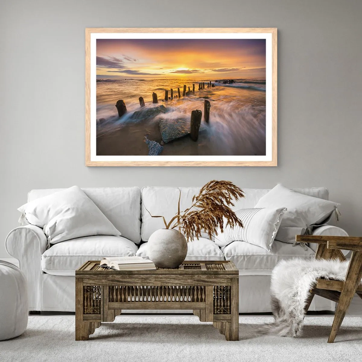 Poster in light oak frame - Raw Beauty of the Baltic Sea - 70x50 cm