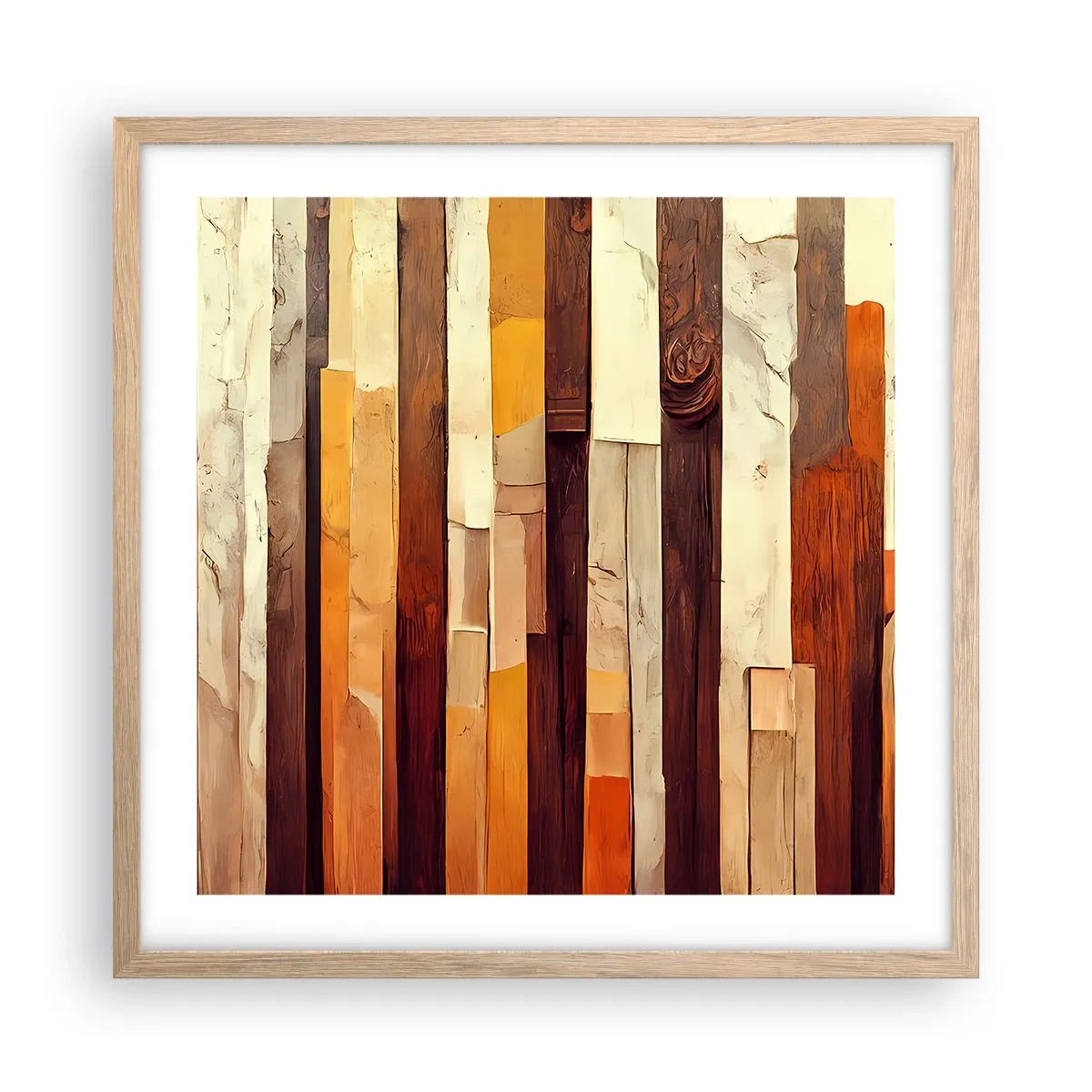 Poster in light oak frame - Anthem of Forest Birds - 50x50 cm