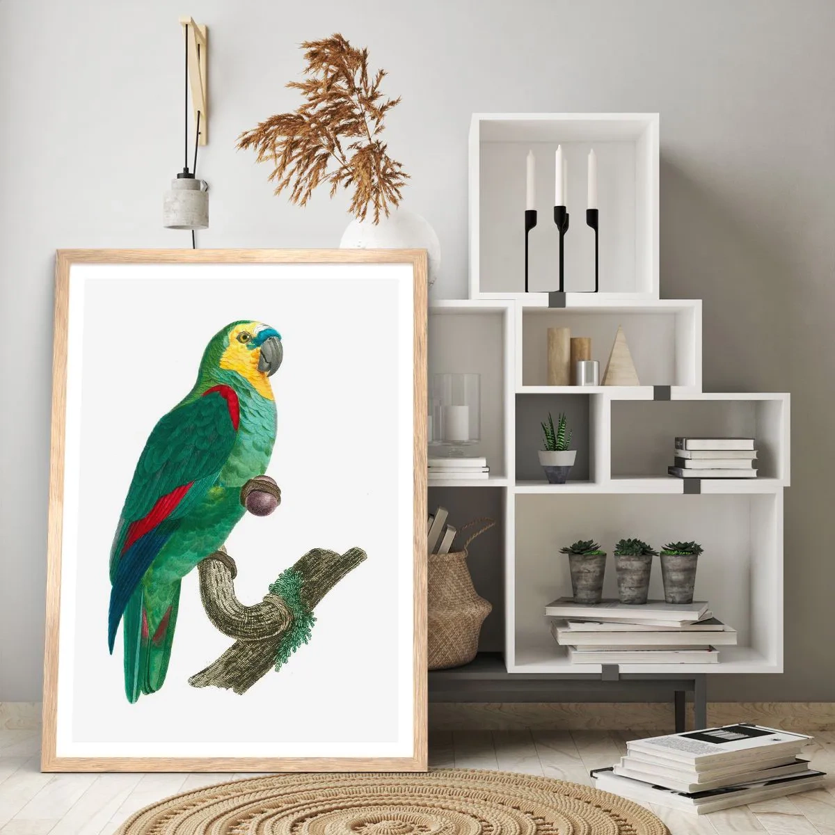 Poster in light oak frame - Parrot Portrait - 70x100 cm