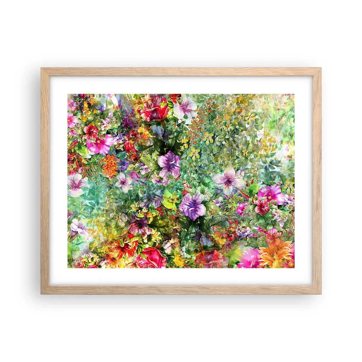 Poster in light oak frame - Lost in the Flowers - 50x40 cm