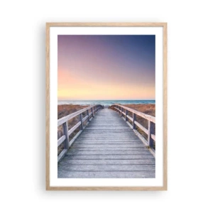 Poster in light oak frame - Baltic Evening Aurora - 50x70 cm
