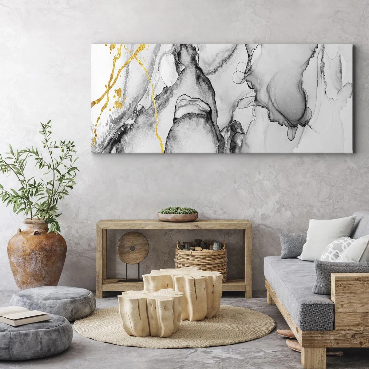Canvas picture - Composition with a Golden Motif - 100x40 cm