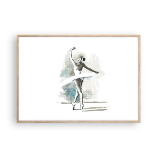 Poster in light oak frame - Enchanted into a Swan - 100x70 cm