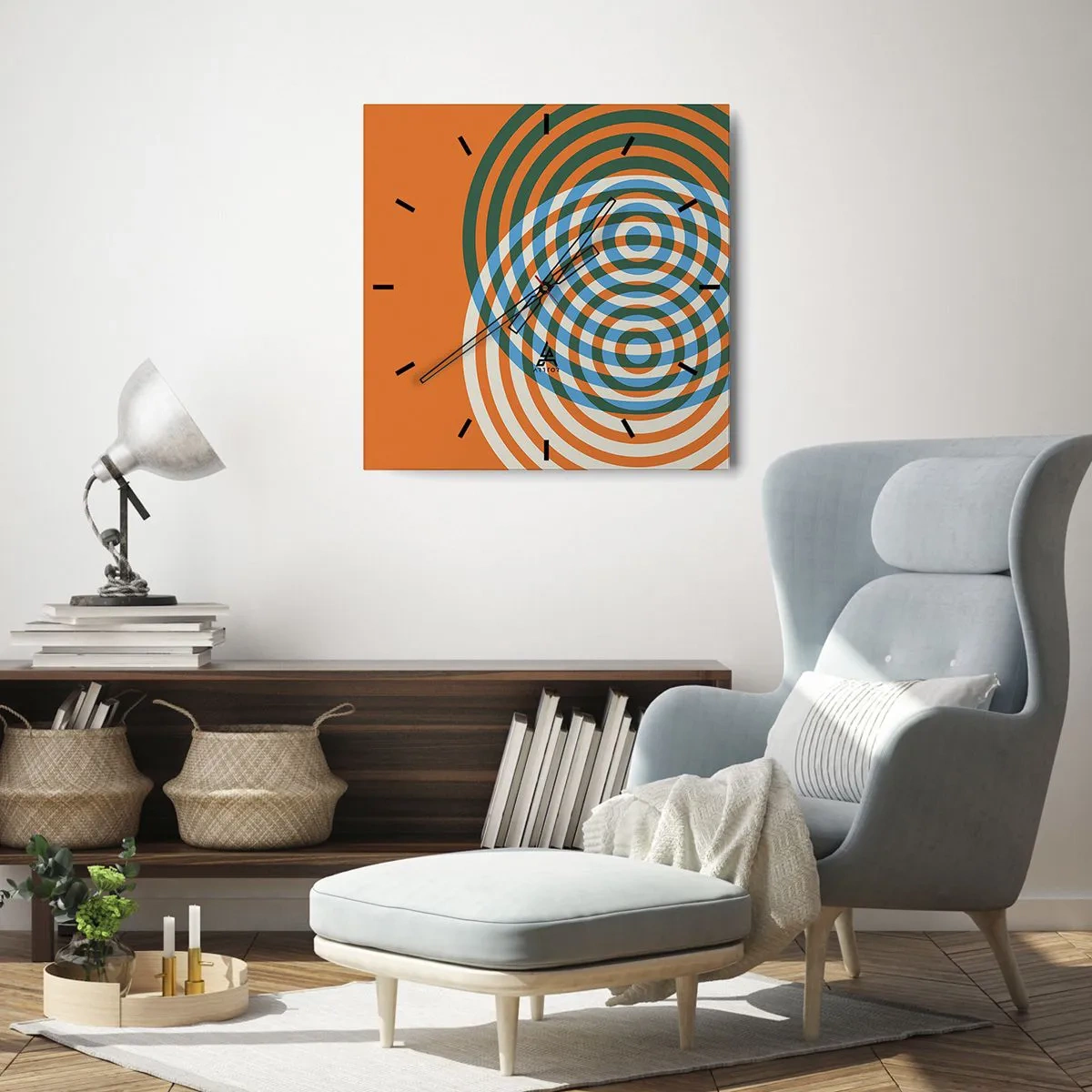 Wall clock - Clock on glass - Abstract Variation on a Circle - 30x30 cm