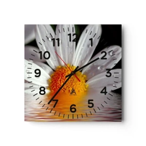 Wall clock - Clock on glass - Sunrise of a Daisy - 40x40 cm