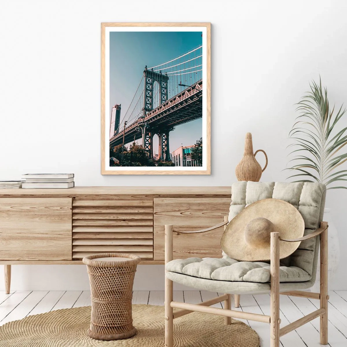 Poster in light oak frame - Over the City Waves - 61x91 cm