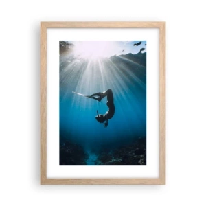 Poster in light oak frame - Underwater dance - 30x40 cm