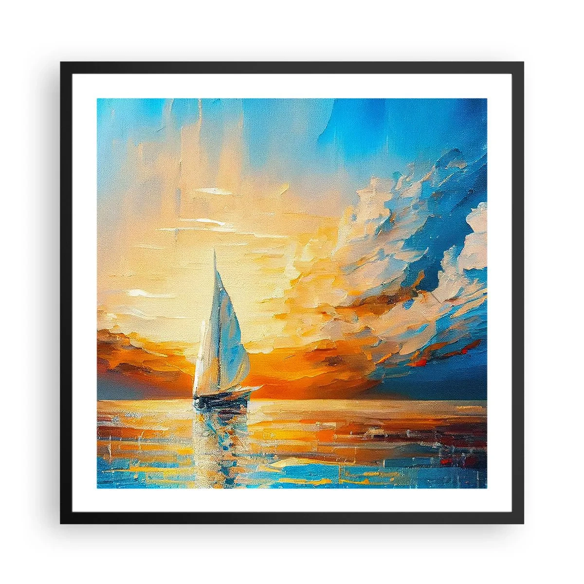 Poster in black frame - Sailing in Gold - 60x60 cm