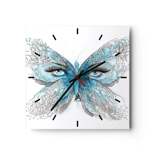Wall clock - Clock on glass - Eros Praying Mantis - 40x40 cm