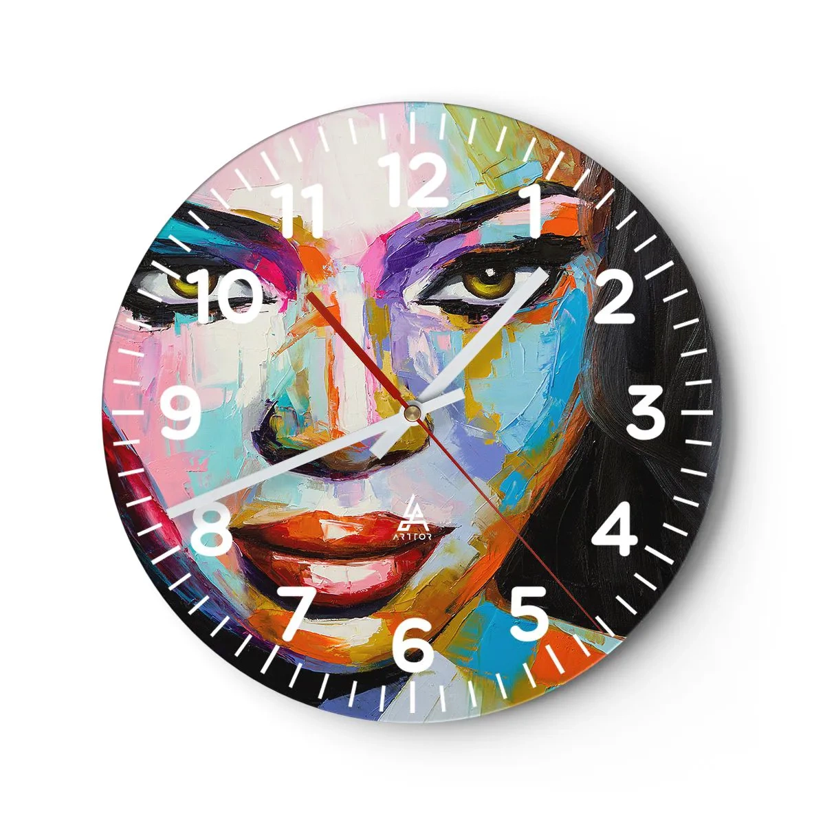 Wall clock - Clock on glass - Impossible Not To Look - 30x30 cm