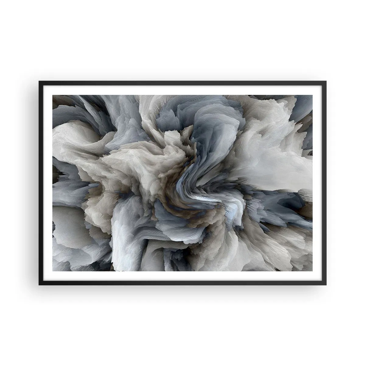 Poster in black frame - Stone and Flower - 100x70 cm