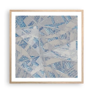 Poster in light oak frame - In Blue and Grey Maze - 60x60 cm
