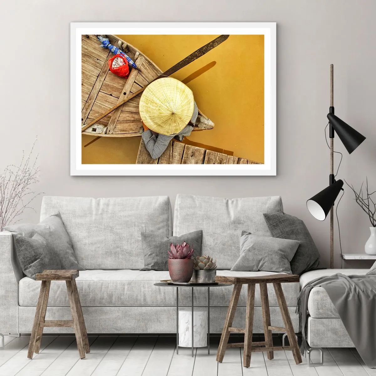 Poster in white frmae - Life on a Yellow River - 91x61 cm