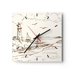 Wall clock - Clock on glass - Outline of a Summer Postcard - 30x30 cm