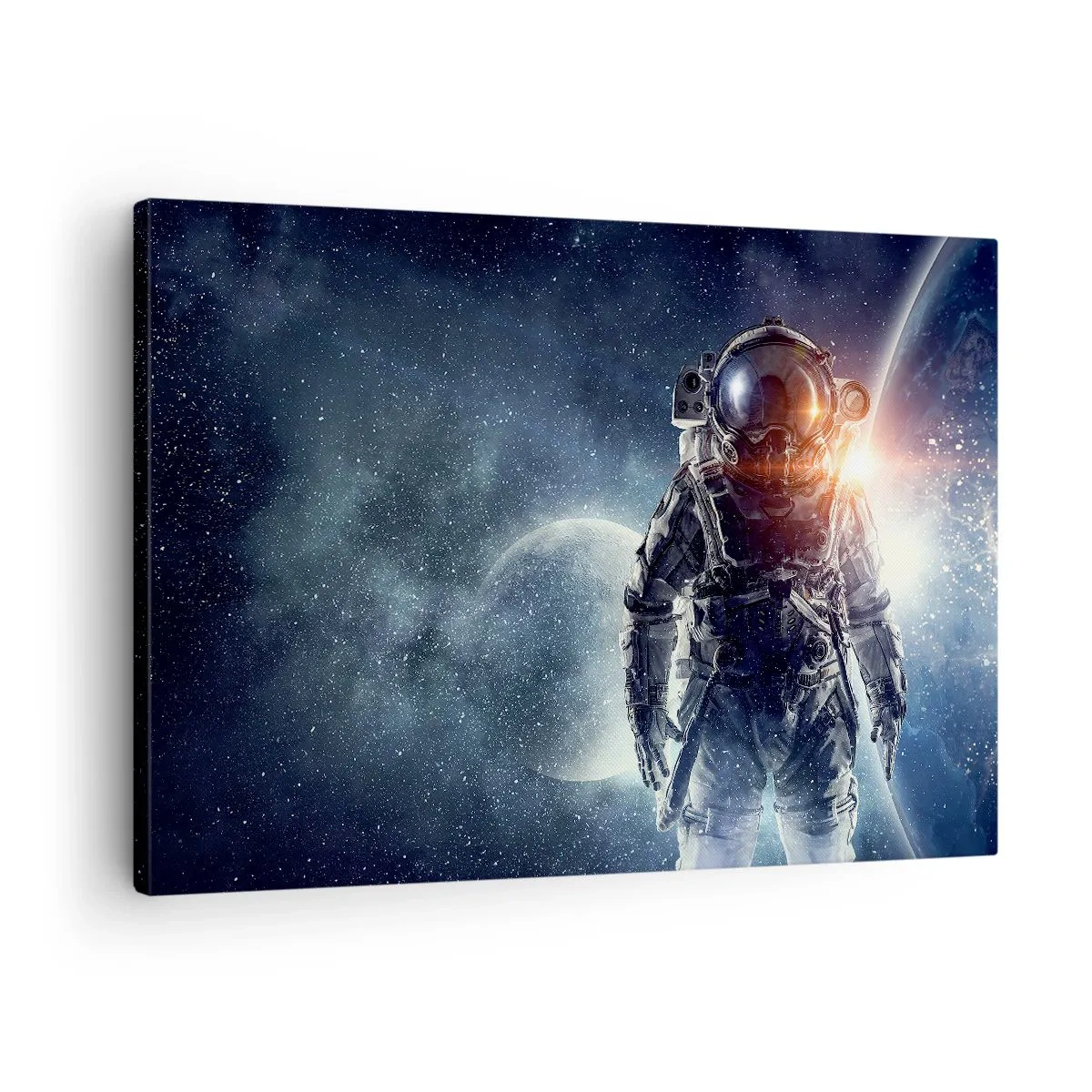 Canvas picture - Astronaut against the backdrop of space and planet Earth - 70x50cm - Space Adventure - Modern wall decoration for the living room and bedroom ARTTOR
