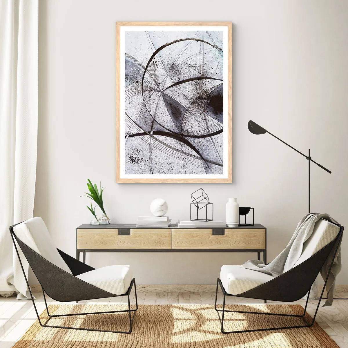 Poster in light oak frame - Futuristic Fantasy - 50x70 cm