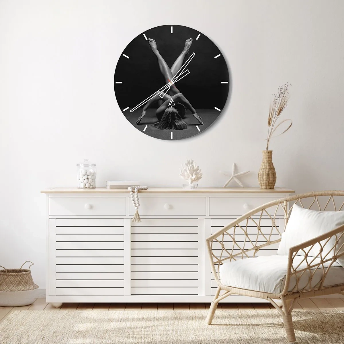 Wall clock - Clock on glass - Geometry of Nakedness - 40x40 cm