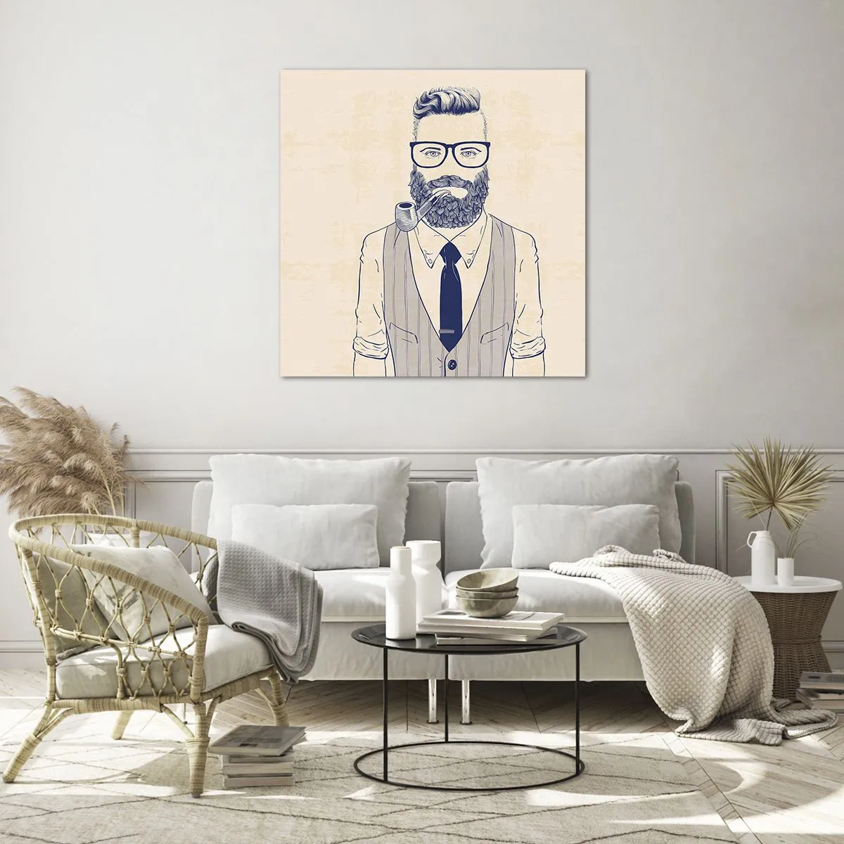 Glass picture - Cheerful, Manly and Fashionable - 40x40 cm