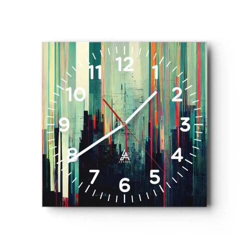 Wall clock - Clock on glass - Futuristic City - 30x30 cm
