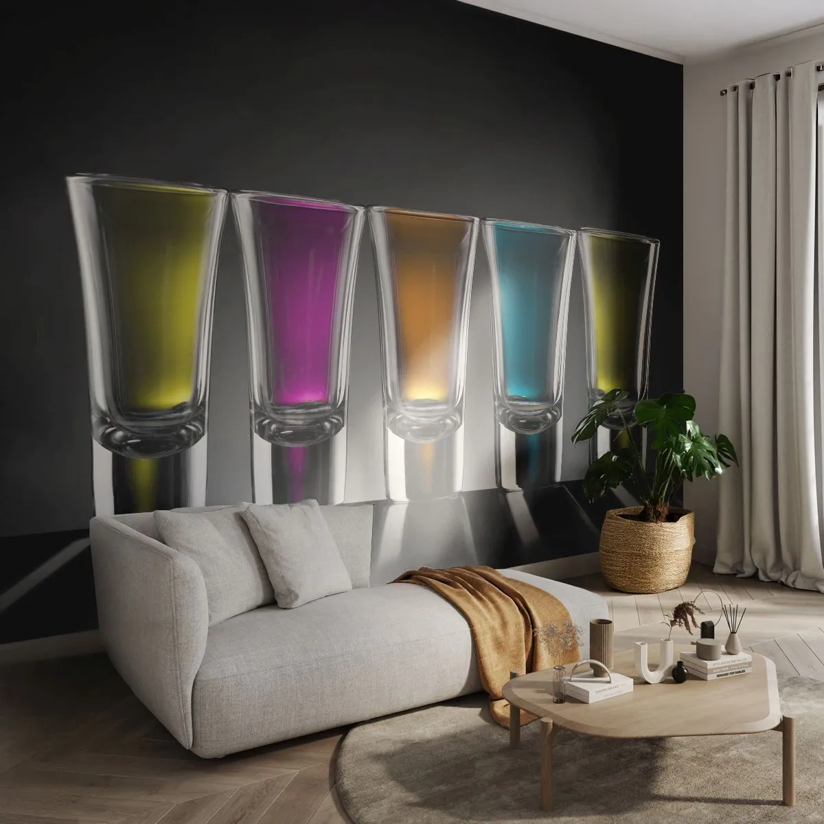 Self-Adhesive Photo Wallpaper Deluxe Sticker - Colours of Joy - Gastronomy, Drinks, Glasses - 250x175 cm