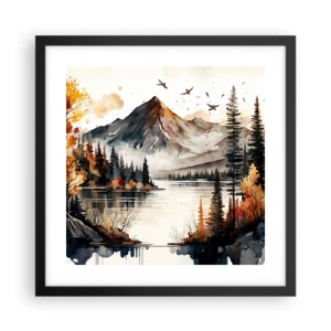 Poster in black frame - Golden Autumn in the Mountains - 40x40 cm