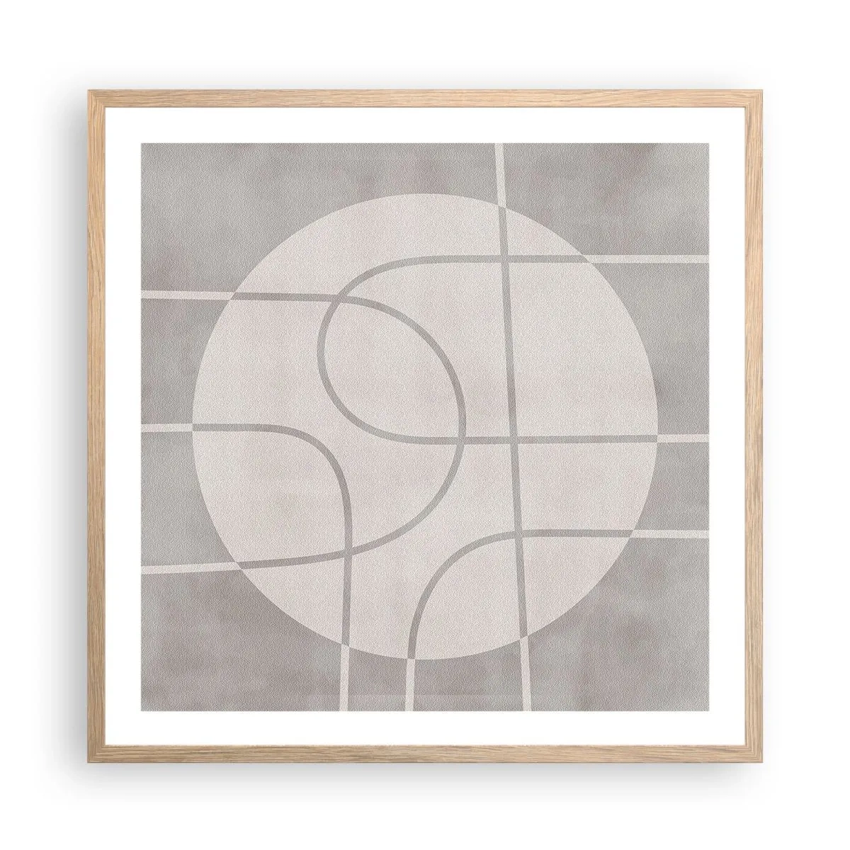 Poster in light oak frame - Circular and Straight - 60x60 cm