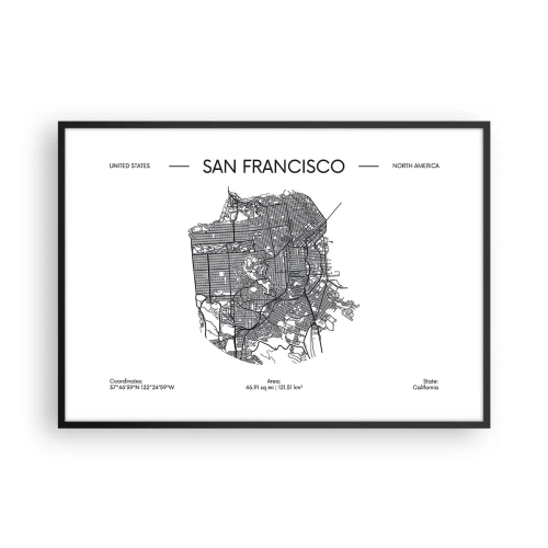 Poster in black frame - Anatomy of San Francisco - 100x70 cm