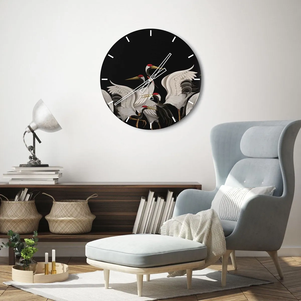 Wall clock - Clock on glass - Bird Affairs - 40x40 cm