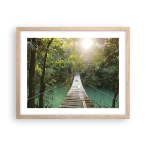 Poster in light oak frame - Azure Water in Azure Forest - 50x40 cm
