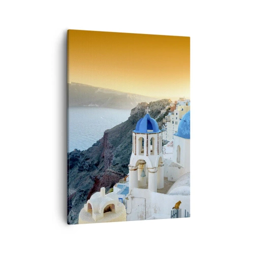 Canvas picture - Santorini - Snuggling up to the Rocks - 50x70 cm