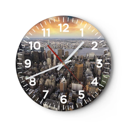 Wall clock - Clock on glass - Beating Heart of Our Times - 30x30 cm