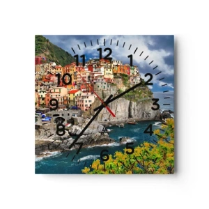 Wall clock - Clock on glass - Hugging the Rocks - 30x30 cm