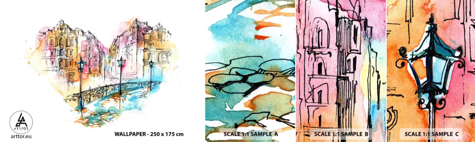 Photo Wallpaper Sample Self-Adhesive Deluxe Sticker - Heart of a City - City, Architecture, Bridge - 100x30 cm