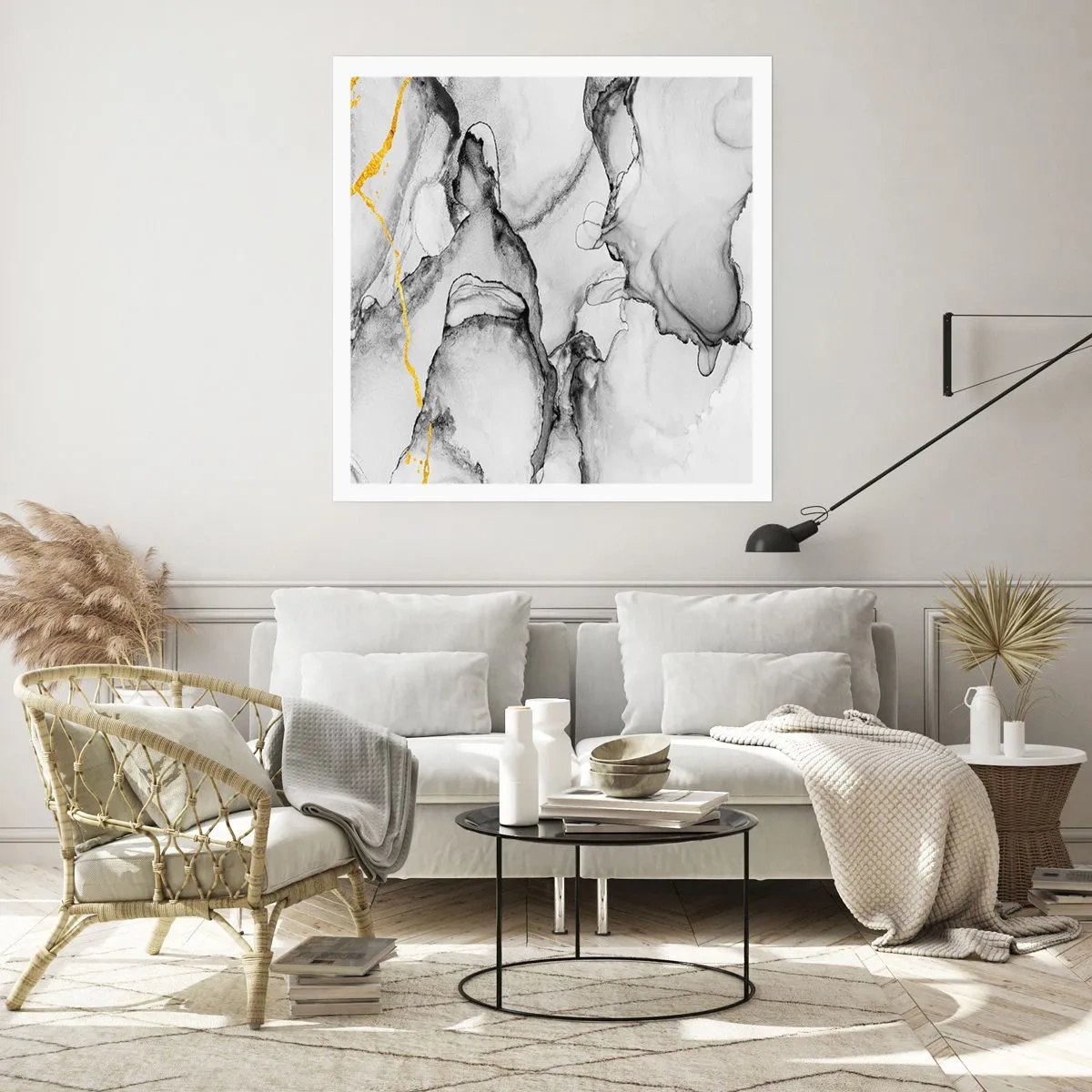 Poster - Composition with a Golden Motif - 60x60 cm