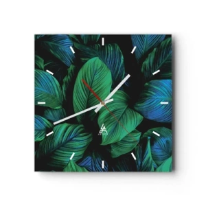 Wall clock - Clock on glass - In a Green Crowd - 30x30 cm