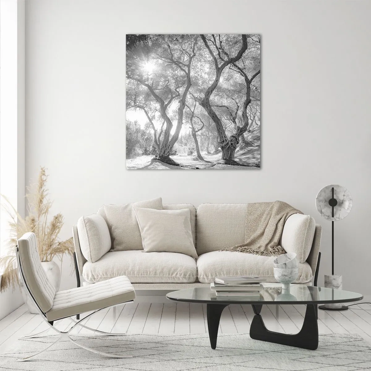Glass picture - In an Olive Grove - 40x40 cm